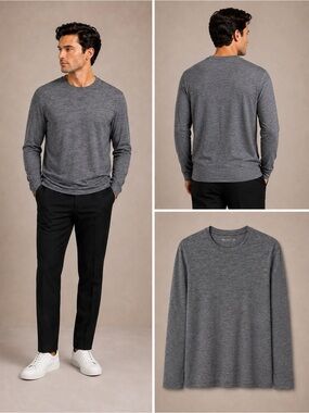 Hill City Merino Wool Sorona Long Sleeve Shirt Men’s L Gray